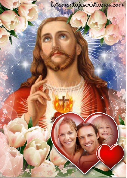 fotomontajes cristianos de jesús con flores