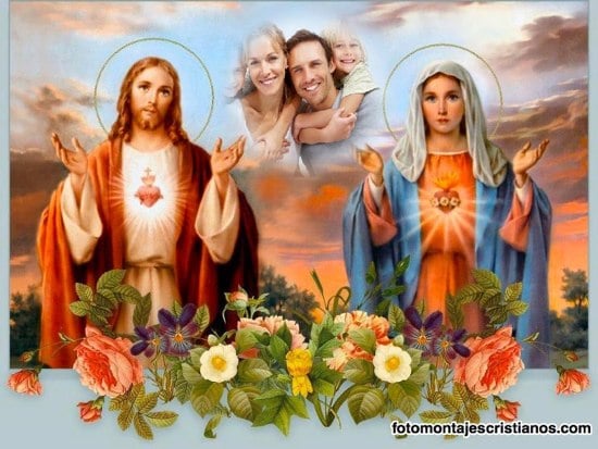 fotomontajes del sagrado corazon de jesus y la virgen maria