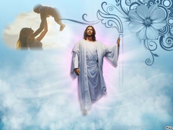 Fotomontaje de Jesus en el cielo