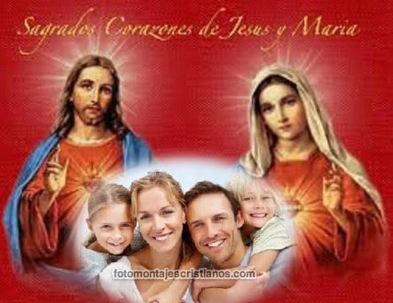 fotomontajes religiosos sagrado corazon de jesus y maria