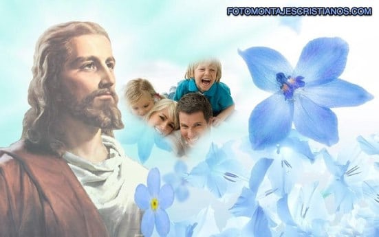 fotomontajes de jesus con flores celestes