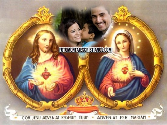 fotomontajes con el sagrado corazon de jesus y maria